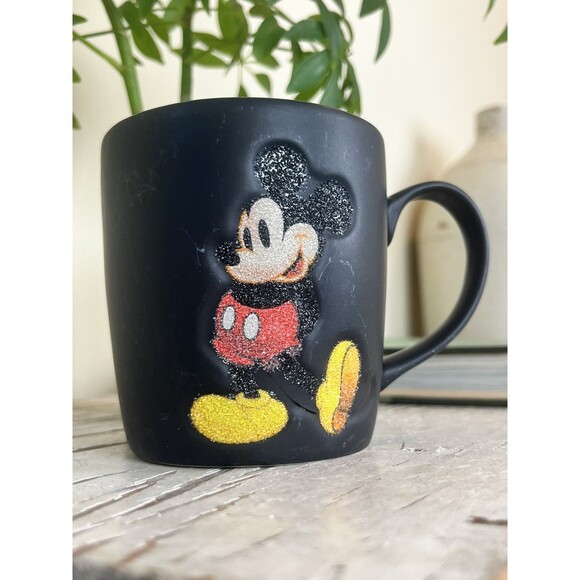 Original Disneyland Resort Paris Frosted Glitter Mickey Mouse Cup Mug Black - Picture 1 of 8
